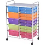 Costway - tour de rangement chariot de rangement avec 15 tiroirs empilables amovibles avec roulettes ...