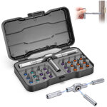 Tournevis � cliquet 24 en 1 - kit tournevis magn�tique de pr�cision avec 24 embouts s2, poign�e en aluminium ...