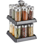 Tourniquet à épices, 16 pots en verre avec embout tamiseur, carrousel rotatif, hlp 27x16, 5x16, 5cm, ... Tourniquet à épices, 16 pots en verre avec embout tamiseur, carrousel rotatif, hlp 27x16, 5x16, 5cm, ...