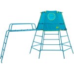 Aire de jeux m�tal explorer tour - tapis explorer - hublot - pont de singe - kit d'ancrage h201 cm