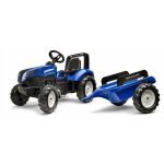 Tracteur � p�dales falk new holland t8 avec remorque 3 - 7 ans bleu fabriqu� en france