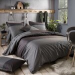Tradilinge - parure de lit satin de coton enzo noir 260x240 cm Tradilinge - parure de lit satin de coton enzo noir 260x240 cm