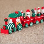 Train de nol en bois avec 6 wagons 32cm dcorations de nol rouges et blanches