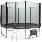 Trampoline 370cm - saturne xxl gris - avec filet de protection. chelle. bche. filet pour chaussures. ...