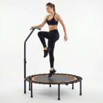 Trampoline de fitness pliable avec barre de maintien, cadre stable, acier noir, usage int�rieur / ext�rieur ...