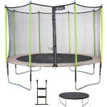 Kangui - trampoline de jardin 426 cm + filet de scurit + chelle + bche de protection jumpi taupe ...