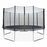 Trampoline rond  460cm gris avec son filet de protection - neptune - trampoline de jardin 460 cm 4m ...