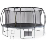 Trampoline rond � 490cm gris avec filet de protection int�rieur - jupiter inner xxl - �chelle. b�che. ...