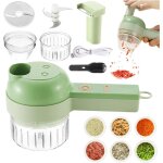 Trancheuse l�gumes �lectrique 4 en 1, spiraliseur, usb, r�cipient + brosse nettoyage.