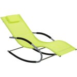 Transat bain de soleil fonction bascule en acier noir et textile bleu mati�res durables et design moderne ...