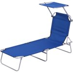 Transat bain de soleil pliable grand confort dossier et pare - soleil r�glable multi - positions bleu ...