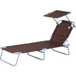 Transat bain de soleil pliable grand confort dossier et pare - soleil r�glable multi - positions chocolat ...