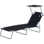 Transat bain de soleil pliable grand confort dossier et pare - soleil r�glable multi - positions noir ...