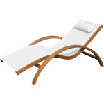Outsunny - transat chaise longue design style tropical bois massif naturel coloris beige blanc
