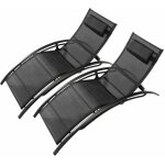 Lot de 2 transats ajustables avec pieds en acier noir limea