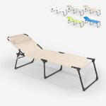 Transat de plage pliant bain de soleil en aluminium mauritius - beige