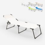 Transat de plage pliant bain de soleil en aluminium mauritius - blanc