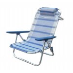 Transat de plage pliant rglable jardin alu avec coussin et accoudoirs