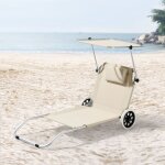 [en. casa] - transat  roulettes lazkano aluminium polyester argent mat beige