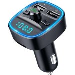 Transmetteur fm bluetooth, bluetooth 5. 0 voiture adaptateur radio lecteur mp3 kit main libre sans fil, ...
