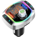 Transmetteur fm bluetooth, 7 couleurs led bluetooth 5. 0 voiture adaptateur radio lecteur mp3 kit, avec ...