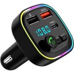 Transmetteur fm bluetooth voiture, allume cigare bluetooth kit mp3 sans fil  charge rapide qc3. 0, 2 ...