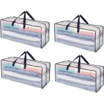 (transparent, lot de 4)lot de 4 sac rangement v�tements grand, sacs d�m�nagement pliable avec sangles ...