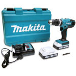 Trapano avvitatore con percussione makita hp457dwe a batterie 18v a litio 1, 5ah