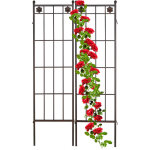 Treillis de jardin, m�tal, lot de 2, espalier plantes grimpantes, � planter, cl�ture, 182 x 51 cm, marron ...