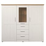 Buffet haut 3 portes 3 tiroirs 159 cm dcor blanc et chne - mox