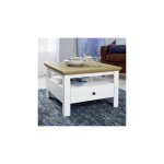 Trendteam - table basse carrée 70x70x46 cm décor chêne et blanc mat Trendteam - table basse carrée 70x70x46 cm décor chêne et blanc mat