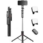 Tr�pied pour t�l�phone / smartphone avec lampe int�gr�e - perche � selfie t�lescopique pliable de 170 ...