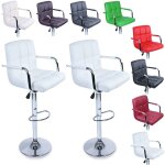 Lot de 2 tabourets de bar blanc avec dossier, accoudoir, chromé, rotation à 360°, hauteur réglable, 62, ... Lot de 2 tabourets de bar blanc avec dossier, accoudoir, chromé, rotation à 360°, hauteur réglable, 62, ...