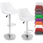 Tresko - lot de 2 tabourets de bar blanc, hauteur rglable et rotation  360 (60 - 80cm)