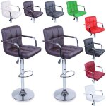 Tresko lot de 2 tabourets de bar marron avec dossier, accoudoir, chrom�, rotation � 360�, hauteur r�glable, ...