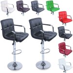 Tresko ? lot de 2 tabourets de bar noir ? hauteur r�glable 62 � 82, 5 cm ? dossier et accoudoirs rembourr�s ...