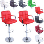 Lot de 2 tabourets de bar rouge avec dossier, accoudoir, chrom, rotation  360, hauteur rglable, 62, ...