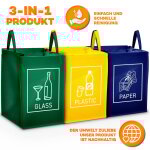 Tresko recyclage poubelle lot de 3 sacs de tri slectif avec anses de transport