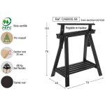 Tr�teau d'architecte en pin massif pefc noir ? r�glable 70 � 98, 5 cm ? charge maximale 400 kg ? dimensions ...