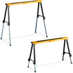 Tr�teaux t�lescopiques, set 2, chevalet pliable, poign�e, 150 kg, hauteur r�glable 64 - 91, 5 cm, noir ...