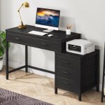 Tribesigns bureau d'ordinateur, table de bureau avec 5 tiroirs, bureau informatique avec armoire � tiroirs ...