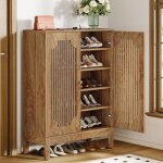 Tribesigns meuble � chaussures avec portes, meuble de rangement � chaussures � 5 niveaux avec �tag�res ...