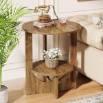 Tribesigns table d'appoint ronde � 2 niveaux pour salon, 50 x 50 x 65 cm, petite table basse avec espace ...