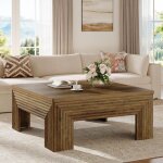 Tribesigns table basse carr�e pour salon, 100 x 100 x 45 cm, table de salon bois, table d'appoint farmhouse ...