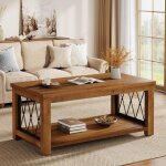 Tribesigns table basse rectangulaire 120 x 60 cm - table de salon industrielle en bois avec cadre en ...