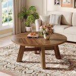 Tribesigns table basse ronde, table de salon ronde de 100 cm avec traverse renforc�e, table basse en ...