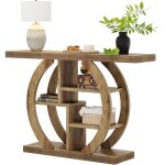 Tribesigns table console � 4 niveaux, 108 cm, avec base circulaire, en bois avec �tag�res de rangement, ...