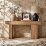 Tribesigns table console en bois massif, 160 cm table de salon de style fermier derri�re le canap� avec ...