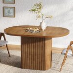 Tribesigns table � manger ovale pour 4 personnes, 120 cm, table de cuisine rustique en bois avec base ...