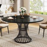 Tribesigns table de salle � manger ronde pour 4 � 6 personnes - table de cuisine ronde de 75 cm de haut ...